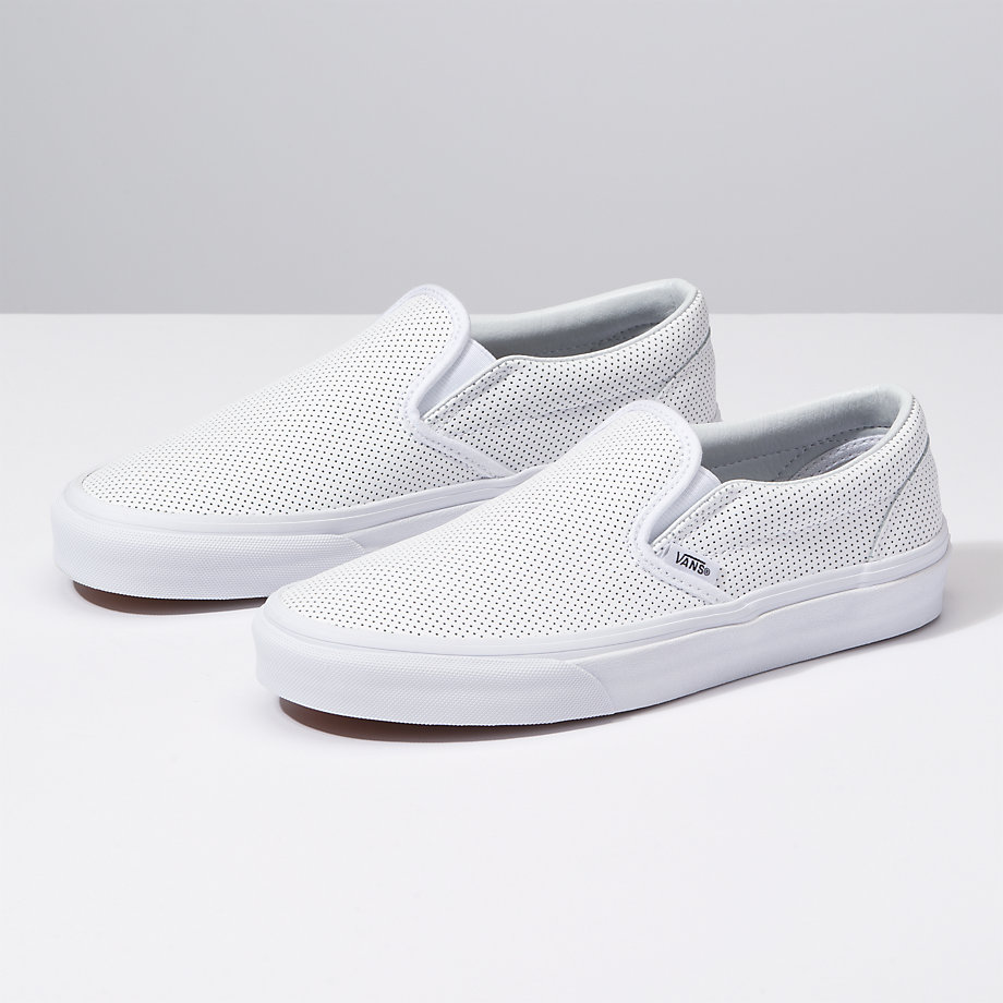 Vans Bayan Kaykay Ayakkabısı Perf Leather Slip-On Beyaz Türkiye | 15112-481